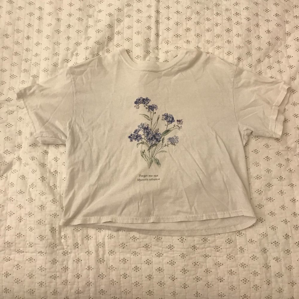 Brandy Melville Forget Me Not White T-Shirt (One Size)